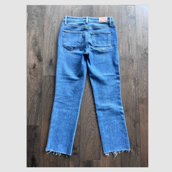 Paige Amber Crop Jeans Size 25 Raw Hem Slim Straight Stretch Denim Midrise - Picture 6 of 6